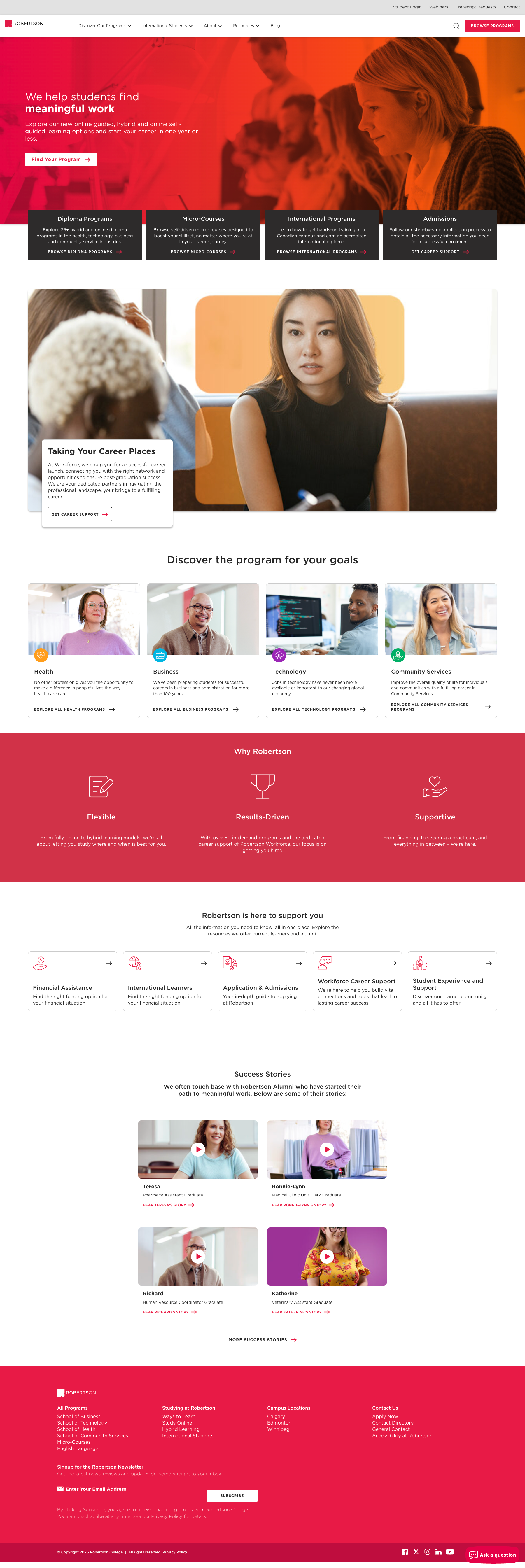 Homepage with program discovery