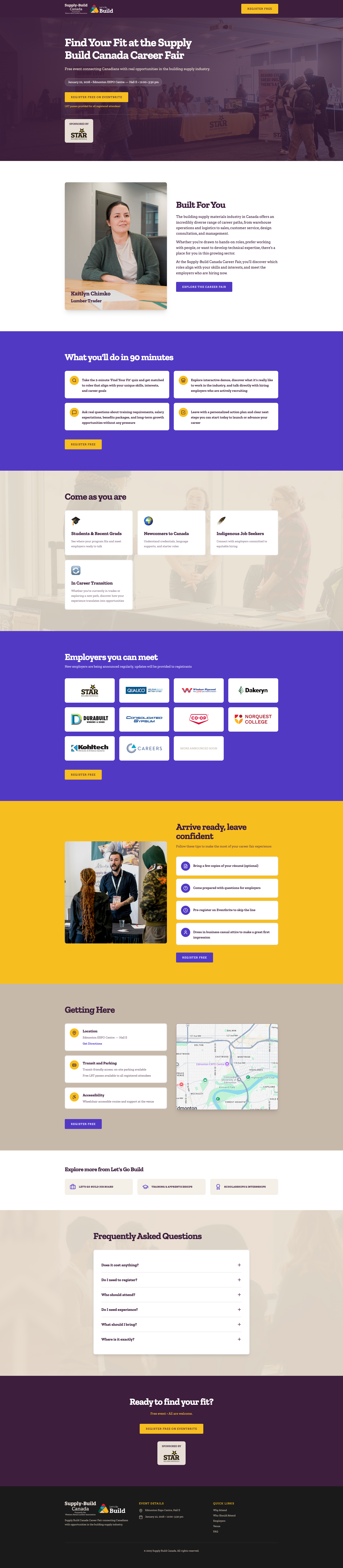Career fair landing page